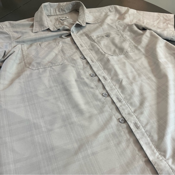 Orvis Classic Collection Shirt Mens Size L Button Up Short Sleeve Cream Plaid - Picture 6 of 7
